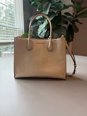 Michael Kors Metallic Gold Satchel with Removable Strap
